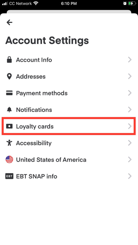 Add loyalty card to Instacart