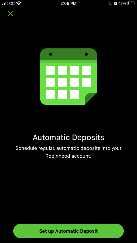 Robinhood Automatic Deposits