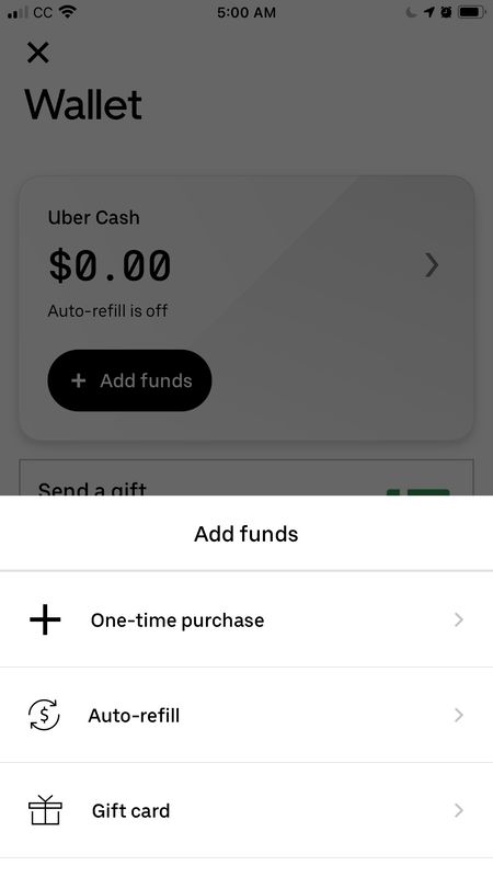 how to add funds to uber cash